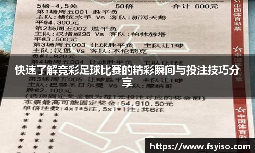 快速了解竞彩足球比赛的精彩瞬间与投注技巧分享